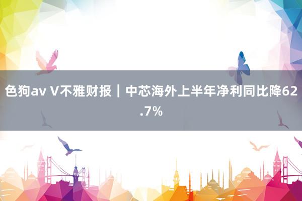 色狗av V不雅财报｜中芯海外上半年净利同比降62.7%