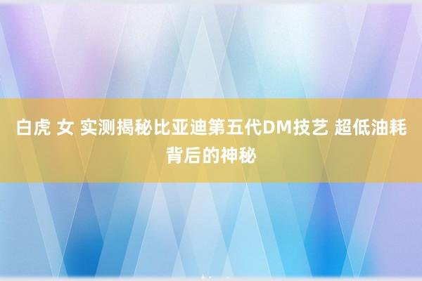 白虎 女 实测揭秘比亚迪第五代DM技艺 超低油耗背后的神秘