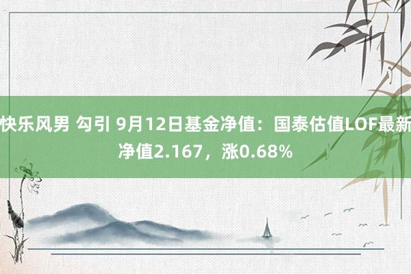 快乐风男 勾引 9月12日基金净值：国泰估值LOF最新净值2.167，涨0.68%