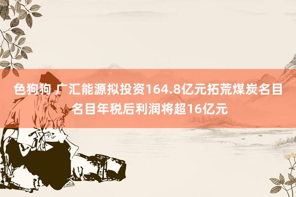 色狗狗 广汇能源拟投资164.8亿元拓荒煤炭名目 名目年税后利润将超16亿元