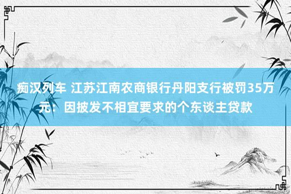 痴汉列车 江苏江南农商银行丹阳支行被罚35万元：因披发不相宜要求的个东谈主贷款