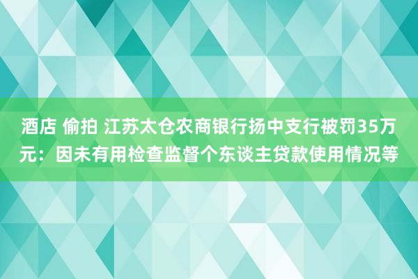 酒店 偷拍 江苏太仓农商银行扬中支行被罚35万元：因未有用检查监督个东谈主贷款使用情况等