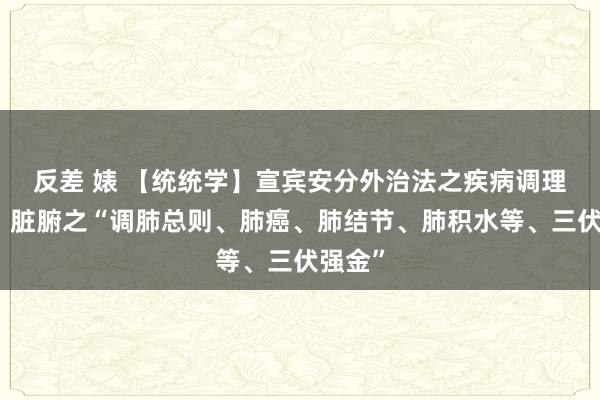 反差 婊 【统统学】宣宾安分外治法之疾病调理系列：脏腑之“调肺总则、肺癌、肺结节、肺积水等、三伏强金”