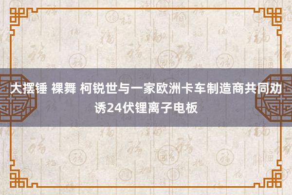 大摆锤 裸舞 柯锐世与一家欧洲卡车制造商共同劝诱24伏锂离子电板