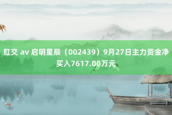 肛交 av 启明星辰（002439）9月27日主力资金净买入7617.00万元