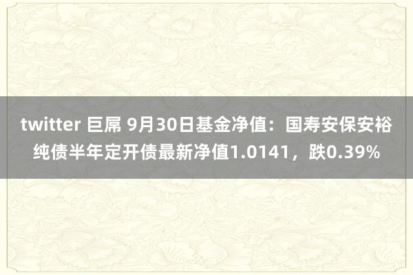 twitter 巨屌 9月30日基金净值：国寿安保安裕纯债半年定开债最新净值1.0141，跌0.39%