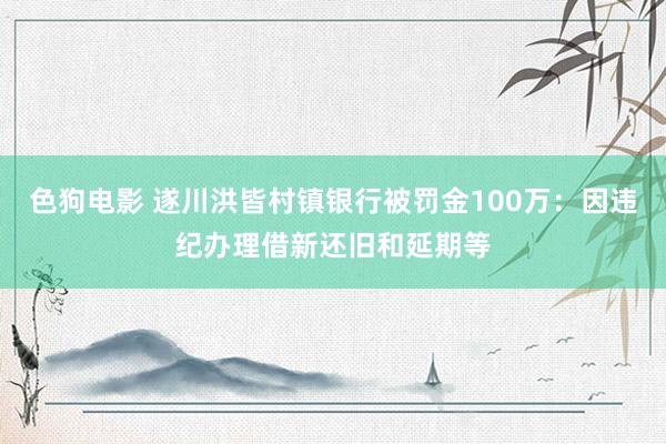 色狗电影 遂川洪皆村镇银行被罚金100万：因违纪办理借新还旧和延期等