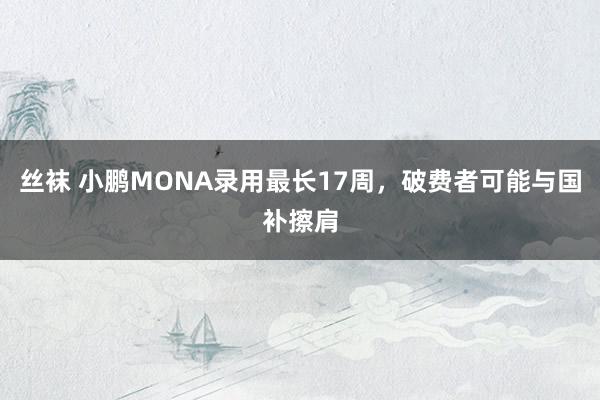 丝袜 小鹏MONA录用最长17周，破费者可能与国补擦肩