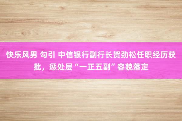 快乐风男 勾引 中信银行副行长贺劲松任职经历获批，惩处层“一正五副”容貌落定