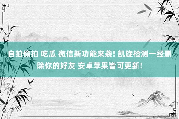 自拍偷拍 吃瓜 微信新功能来袭! 凯旋检测一经删除你的好友 安卓苹果皆可更新!