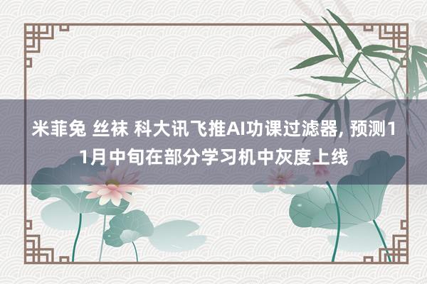 米菲兔 丝袜 科大讯飞推AI功课过滤器， 预测11月中旬在部分学习机中灰度上线