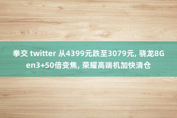 拳交 twitter 从4399元跌至3079元， 骁龙8Gen3+50倍变焦， 荣耀高端机加快清仓