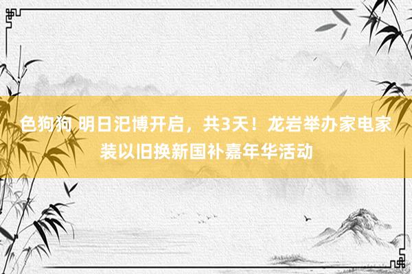 色狗狗 明日汜博开启，共3天！龙岩举办家电家装以旧换新国补嘉年华活动