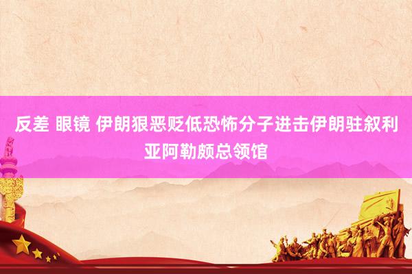 反差 眼镜 伊朗狠恶贬低恐怖分子进击伊朗驻叙利亚阿勒颇总领馆