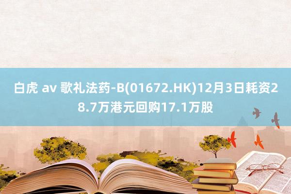 白虎 av 歌礼法药-B(01672.HK)12月3日耗资28.7万港元回购17.1万股