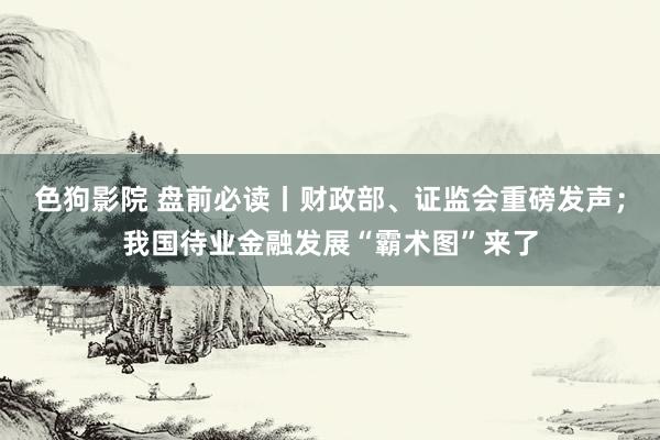 色狗影院 盘前必读丨财政部、证监会重磅发声；我国待业金融发展“霸术图”来了