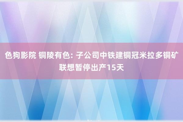 色狗影院 铜陵有色: 子公司中铁建铜冠米拉多铜矿联想暂停出产15天