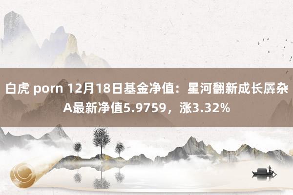 白虎 porn 12月18日基金净值：星河翻新成长羼杂A最新净值5.9759，涨3.32%