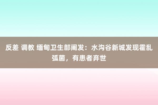 反差 调教 缅甸卫生部阐发：水沟谷新城发现霍乱弧菌，有患者弃世