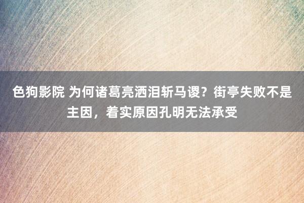 色狗影院 为何诸葛亮洒泪斩马谡？街亭失败不是主因，着实原因孔明无法承受