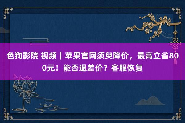 色狗影院 视频｜苹果官网须臾降价，最高立省800元！能否退差价？客服恢复