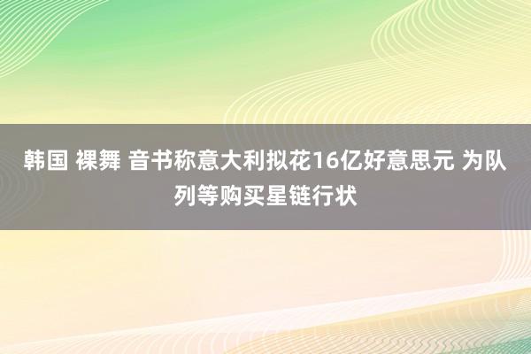 韩国 裸舞 音书称意大利拟花16亿好意思元 为队列等购买星链行状