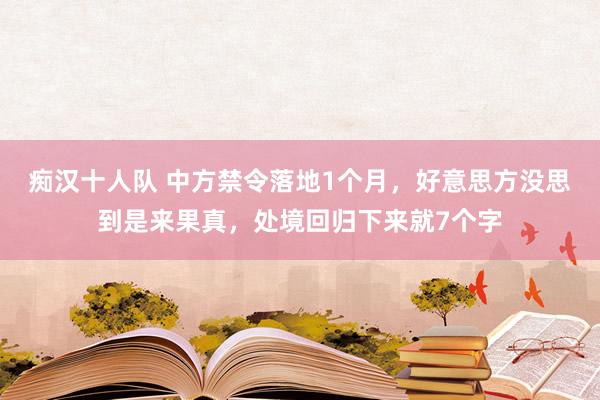 痴汉十人队 中方禁令落地1个月，好意思方没思到是来果真，处境回归下来就7个字