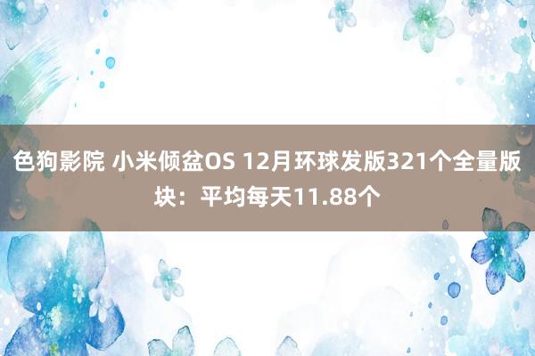 色狗影院 小米倾盆OS 12月环球发版321个全量版块：平均每天11.88个