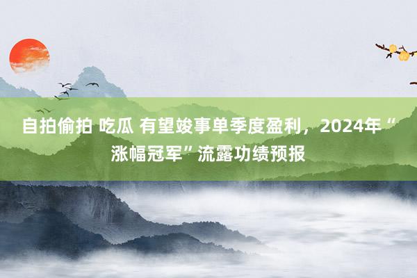 自拍偷拍 吃瓜 有望竣事单季度盈利，2024年“涨幅冠军”流露功绩预报